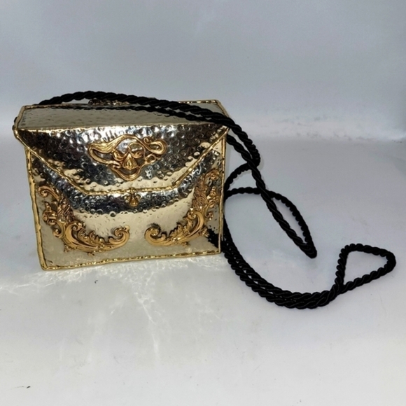 Vintage Mixed Metal Ornate Box Purse - Gold/Silver/Copper Baroque Casket Bag